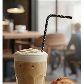 Słomki Elastyczne Papierowe Czarny Ø6mm 23cm (3.000 Sztuk)