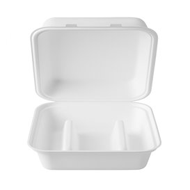 Menubox Tacka na Tacos z Pulpy Biały 3 Przegrodami 41x48x40cm (50 Sztuk)