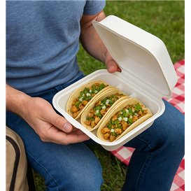 Menubox Tacka na Tacos z Pulpy Biały 3 Przegrodami 41x48x40cm (50 Sztuk)