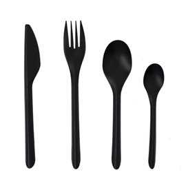 Widelec Wielokrotnego Użytku z PP Czarny 17,5cm (50 Sztuk)