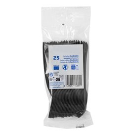 Łyżeczka Wielokrotnego Użytku z PP Czarna 12,4cm (25 Sztuk)