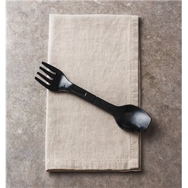 Łyżkowidelec Spork Użytku Duo PP Czarny 12cm (500 Sztuk)