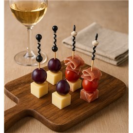 Fingerfood patyczki wykałaczki Dekoracyjne Czarny i Biały 9cm (1.200 Sztuk)