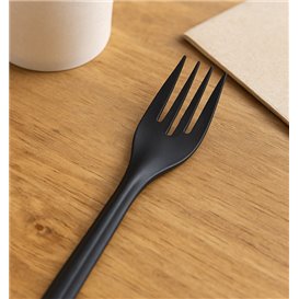 Widelec Wielokrotnego Użytku z PP Czarny 17,5cm (50 Sztuk)
