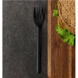 Widelec Wielokrotnego Użytku z PP Czarny 17,5cm (50 Sztuk)
