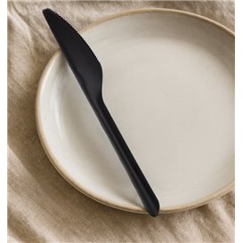 Nóż Wielokrotnego Użytku z PP Czarny 17,8cm (50 Sztuk)