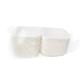 Menubox Tacka na Tacos z Pulpy 3 Przegrodami Biały 20x20x7,5cm (50 Sztuk)