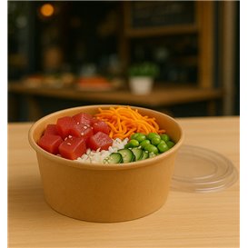 Miski Kraft-Kraft z pokrywą PET 750ml Ø15cm (250 Sztuk)