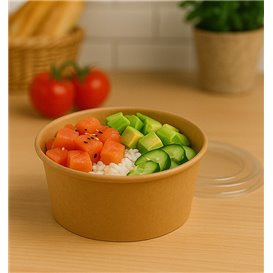 Miski Kraft-Kraft z pokrywą PET 750ml Ø15cm (250 Sztuk)