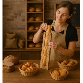 Torba Papierowa na Pieczywo Kraft "Chleb" z Okienkiem 14+7x55cm (125 Sztuk)