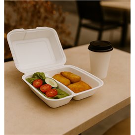 Pudełko na Hamburgera z Trzciny Cukrowej 2-dzielne 25,1x16,2x6,5cm (400 Sztuk)