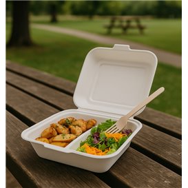 Pudełko na Hamburgera z Trzciny Cukrowej 2-dzielne 25,1x16,2x6,5cm (400 Sztuk)