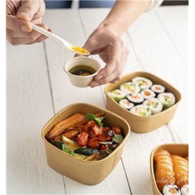 Pojemnik Papierowy Kraft Kwadratowy na Sałatkę 350ml 13x13x4,3cm (50 Sztuk)