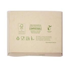 Pudełko z Papieru Bambusowego Kraft z Okienkiem 11,5x9x6,5 cm 700ml (200 Sztuk)