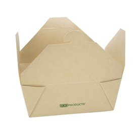 Pudełko z Papieru Bambusowego Kraft 16x14x6,5cm 1800ml (50 Sztuk)