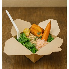 Pudełko z Papieru Bambusowego Kraft 16x14x6,5cm 1800ml (50 Sztuk)