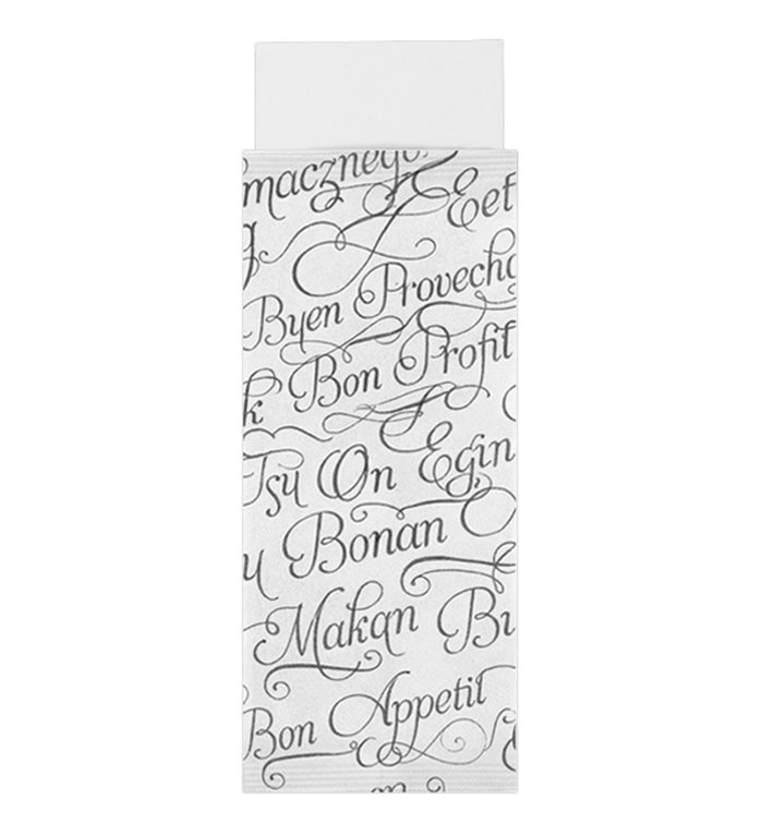 Etui na Sztućce z serwetką "Ciesz Się Posiłkiem" 11x25cm (800 Sztuk)