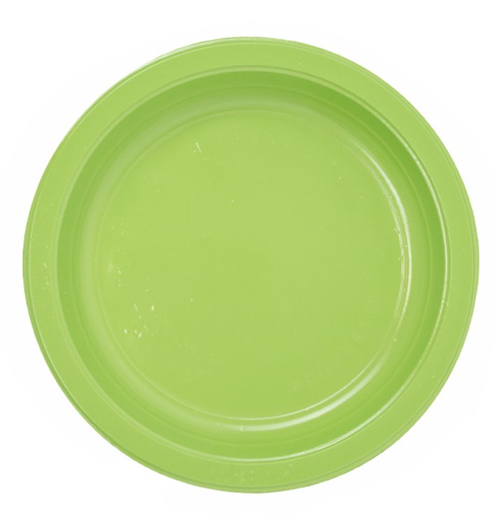 Talerz Plastikowe PS Wielokrotnego Użytku Płaski Limonkowym Ø165mm (25 Sztuk)