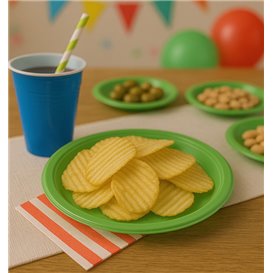 Talerz Plastikowe PS Wielokrotnego Użytku Płaski Limonkowym Ø165mm (25 Sztuk)