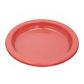 Talerz Plastikowe PS Wielokrotnego Użytku Płaski Czerwerne Ø165mm (25 Sztuk)