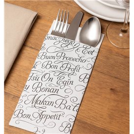 Etui na Sztućce z serwetką "Ciesz Się Posiłkiem" 11x25cm (800 Sztuk)