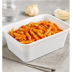Pojemnik Plastikowy Prostokątny Biały PP 1.000ml 17x11,5x8,2cm (25 Sztuk)