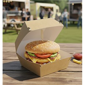 Pudełko Papierowy na Mega Hamburgera 15,5x15,5x10cm (50 Sztuk)