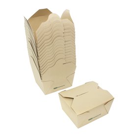Pudełko z Papieru Bambusowego Kraft 16x14x6,5cm 1800ml (50 Sztuk)