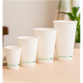 Biały kubek papierowy "Go Green" 8Oz/240ml Ø8cm (1.000 Sztuk)