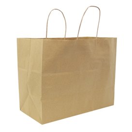 Torba Papierowa Kraft z Skręconymi Uchwytam 80g/m² 32+16x26cm (25 Sztuk)