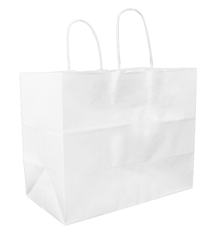 Torba Papierowa Biała z Uchwyt Płaski 80g/m² 32+16x27cm (300 Sztuk) Torba Papierowa Biała z Uchwyt Płaski 80g/m² 32+16x27cm (300 Sztuk)