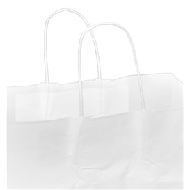 Torba Papierowa Biała z Uchwyt Płaski 80g/m² 32+16x27cm (300 Sztuk)