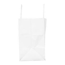 Torba Papierowa Biała z Uchwyt Płaski 80g/m² 32+16x27cm (300 Sztuk)