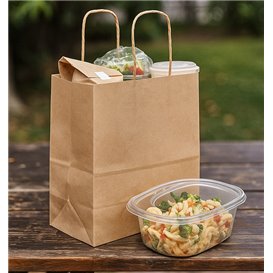 Torby Papier Kraft z Kręcone Uchwytami 80 g/m² 22+10x28cm (25 Sztuk)