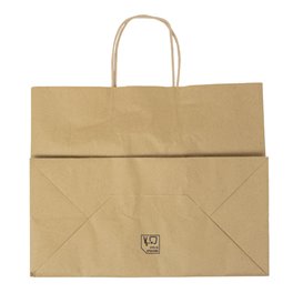 Torby Papier Kraft z Kręcone Uchwytami 80 g/m² 32+16x26cm (25 Sztuk)