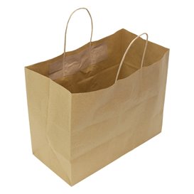 Torby Papier Kraft z Kręcone Uchwytami 80 g/m² 32+16x26cm (25 Sztuk)
