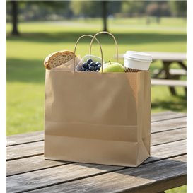 Torby Papier Kraft z Kręcone Uchwytami 80 g/m² 32+16x26cm (25 Sztuk)