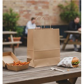 Torby Papier Kraft z Kręcone Uchwytami 80 g/m² 22+10x28cm (25 Sztuk)
