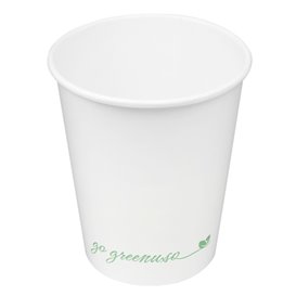 Biały kubek papierowy "Go Green" 8Oz/240ml Ø8,0cm (50 Sztuk)