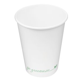 Biały kubek papierowy "Go Green" 9Oz/280ml  (50 Sztuk)