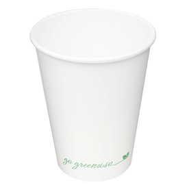 Biały kubek papierowy "Go Green" 12Oz/360ml Ø9,0cm (1.000 Sztuk)