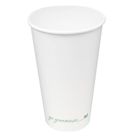 Biały kubek papierowy "Go Green" 16Oz/540ml Ø9,0cm (1.000 Sztuk)