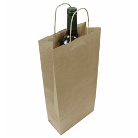 Torby Papierowe Kraft na Butelki z Uchwytami 115g/m² 18+8x39cm (25 Sztuk)