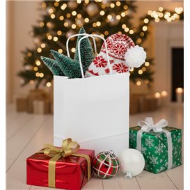 Torba Papierowa Eko Biała z Uchwytami 90g/m² 18+8x24cm (250 Sztuk)