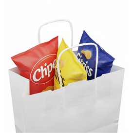 Torba Papierowa Eko Biała z Uchwytami 90g/m² 24+11x32cm (25 Sztuk)