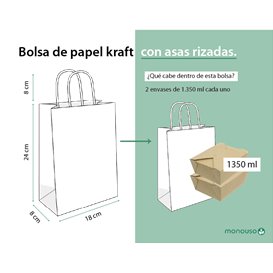 Torba Papierowa Eko Biała z Uchwytami 90g/m² 18+8x24cm (25 Sztuk)
