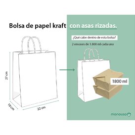 Torba Papierowa Kraft z Uchwytami 115g/m² 22+10x27cm (250 Sztuk)
