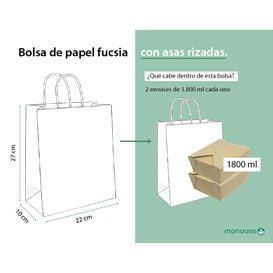 Torba Papierowa Fuksja z Uchwytami 90g/m² 22+10x27cm (250 Sztuk)