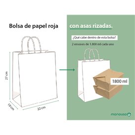 Torba Papierowa Eko Czerwerna z Uchwytami 90g/m² 22+10x27cm (250 Sztuk)