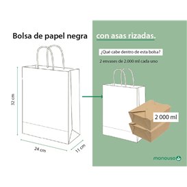 Torba Papierowa Eko Czarna z Uchwytami 90g/m² 24x11x32cm (25 Sztuk)
